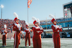 The Marching Hundred during a football game.